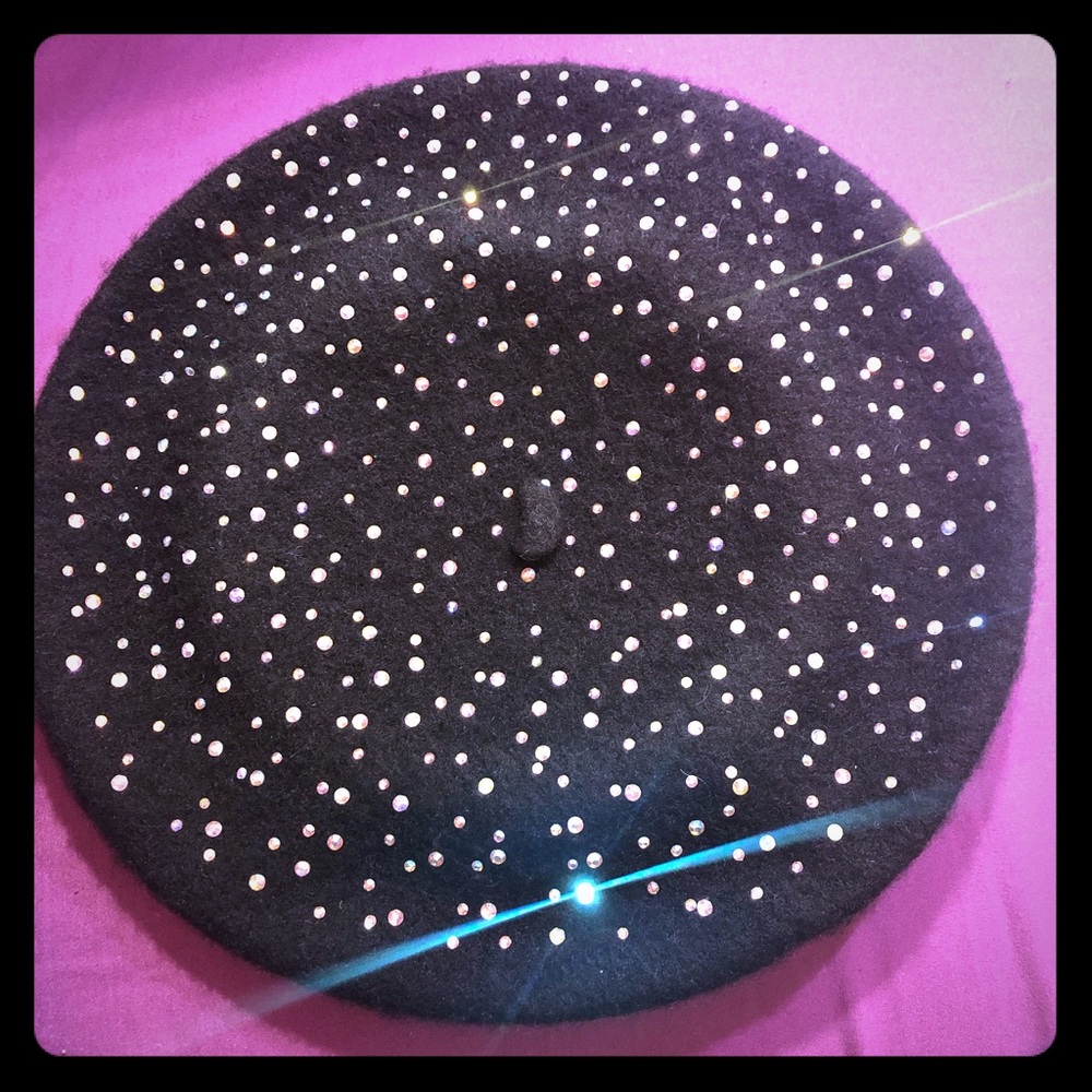 Black Sparkle Wool Beret - San Diego Hat Co.